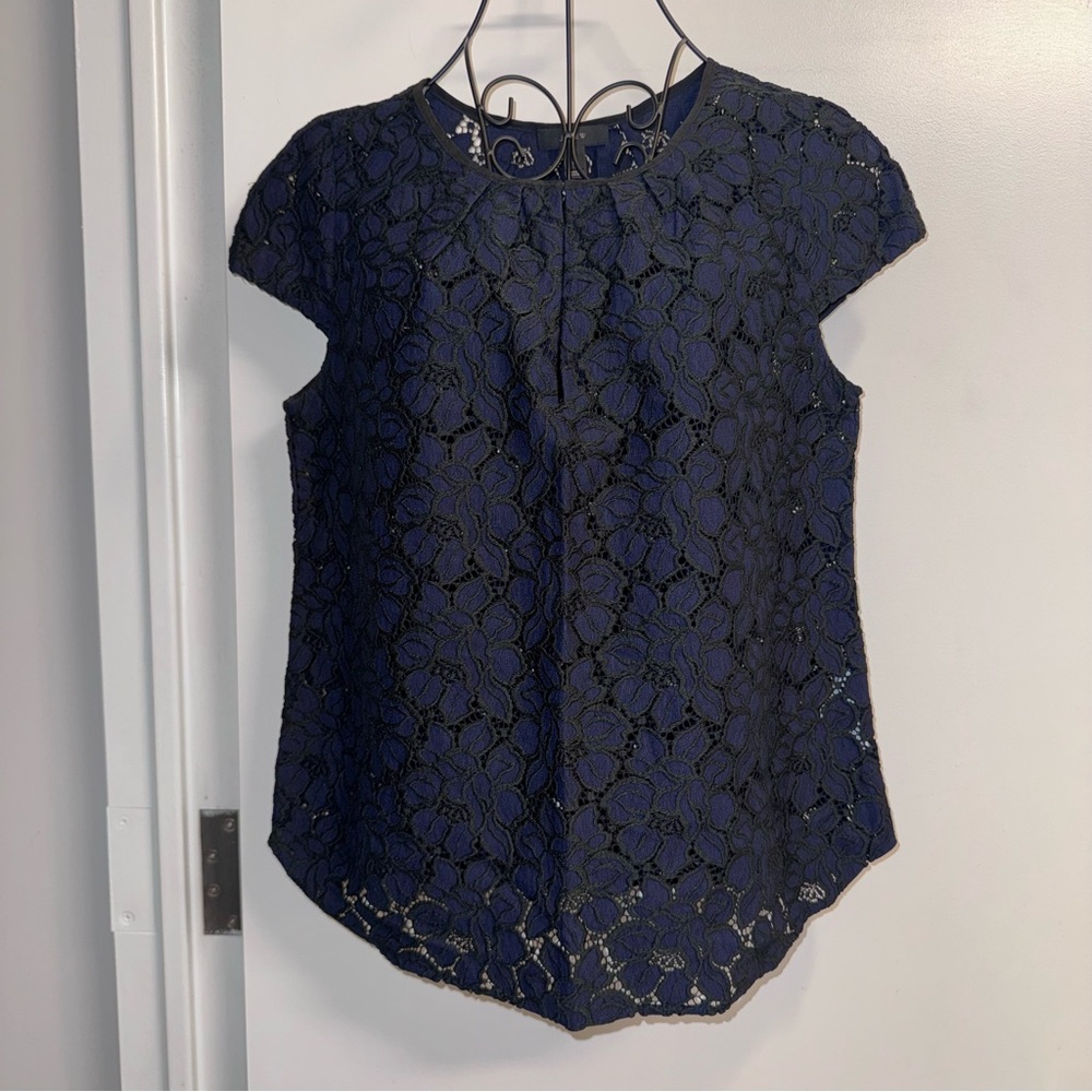 J. Crew Midnight Blue Lace Top